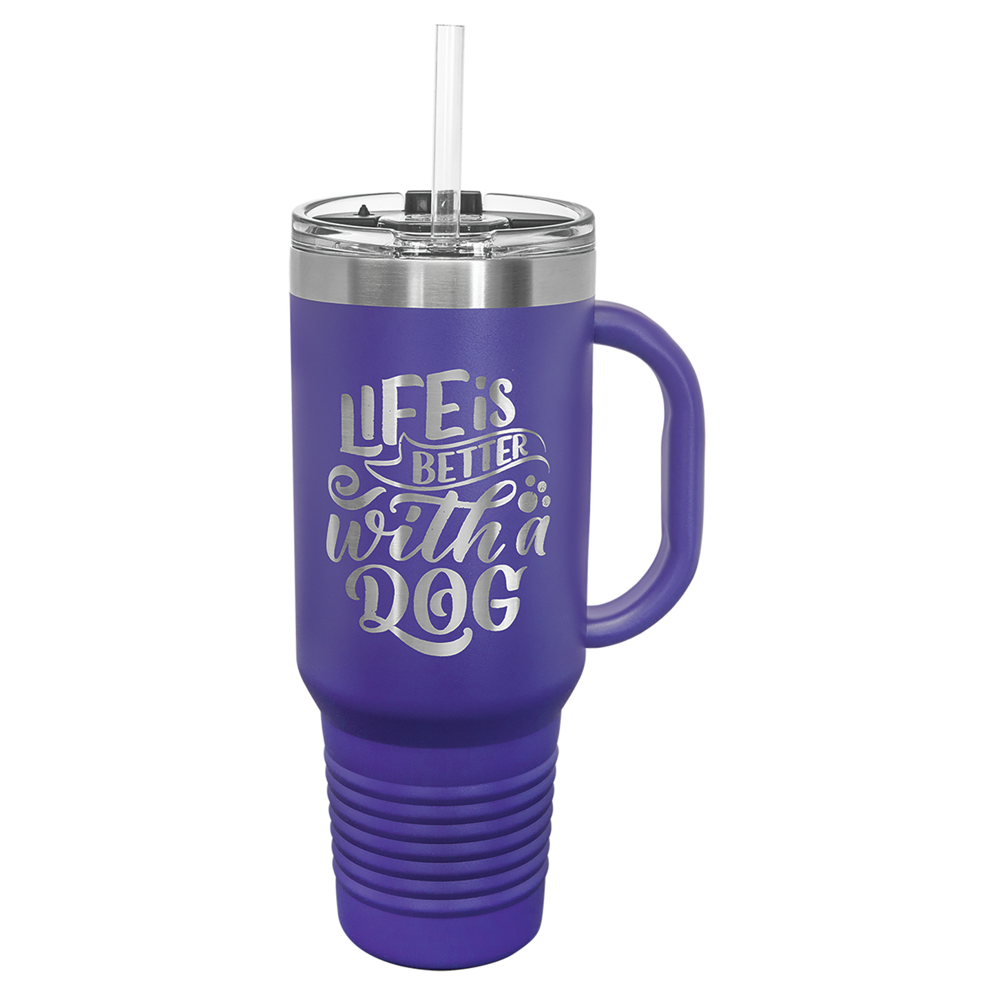 Vacuum Insulated Travel Mug - 40 oz. with Handle, Straw Included