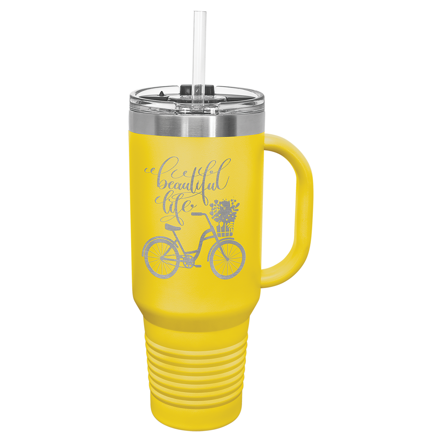 Vacuum Insulated Travel Mug - 40 oz. with Handle, Straw Included