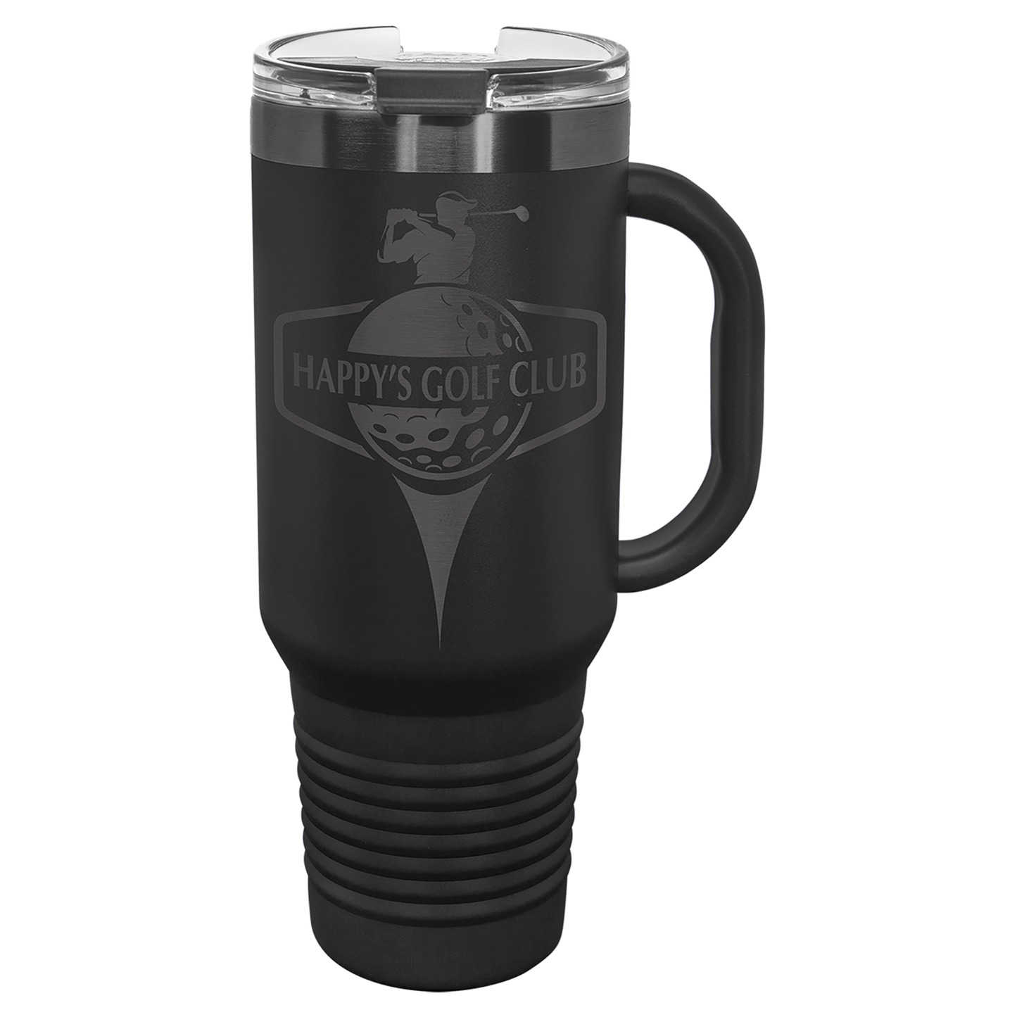 40 oz. Ghost Black ION-Plated Travel Mug with Handle, Straw Included