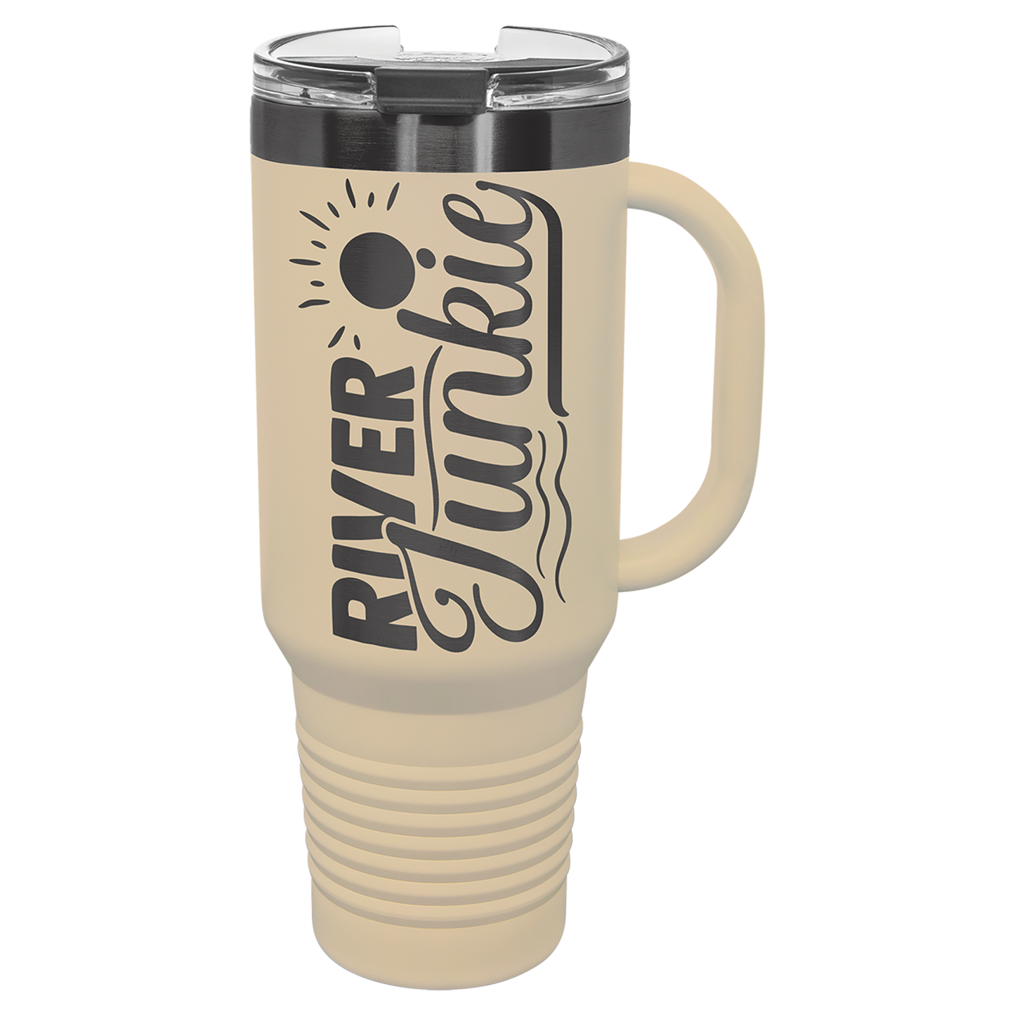 40 oz. Ghost Black ION-Plated Travel Mug with Handle, Straw Included