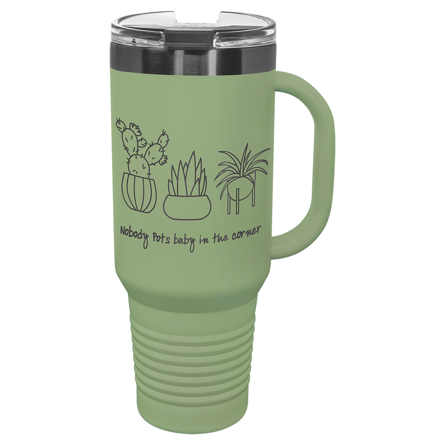 40 oz. Ghost Black ION-Plated Travel Mug with Handle, Straw Included