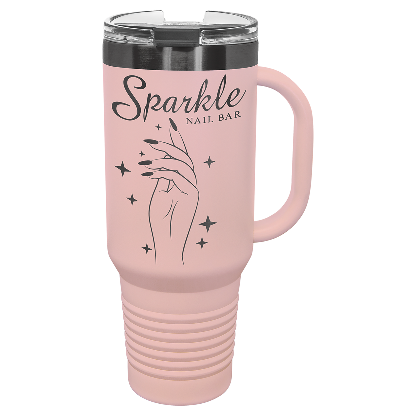 40 oz. Ghost Black ION-Plated Travel Mug with Handle, Straw Included