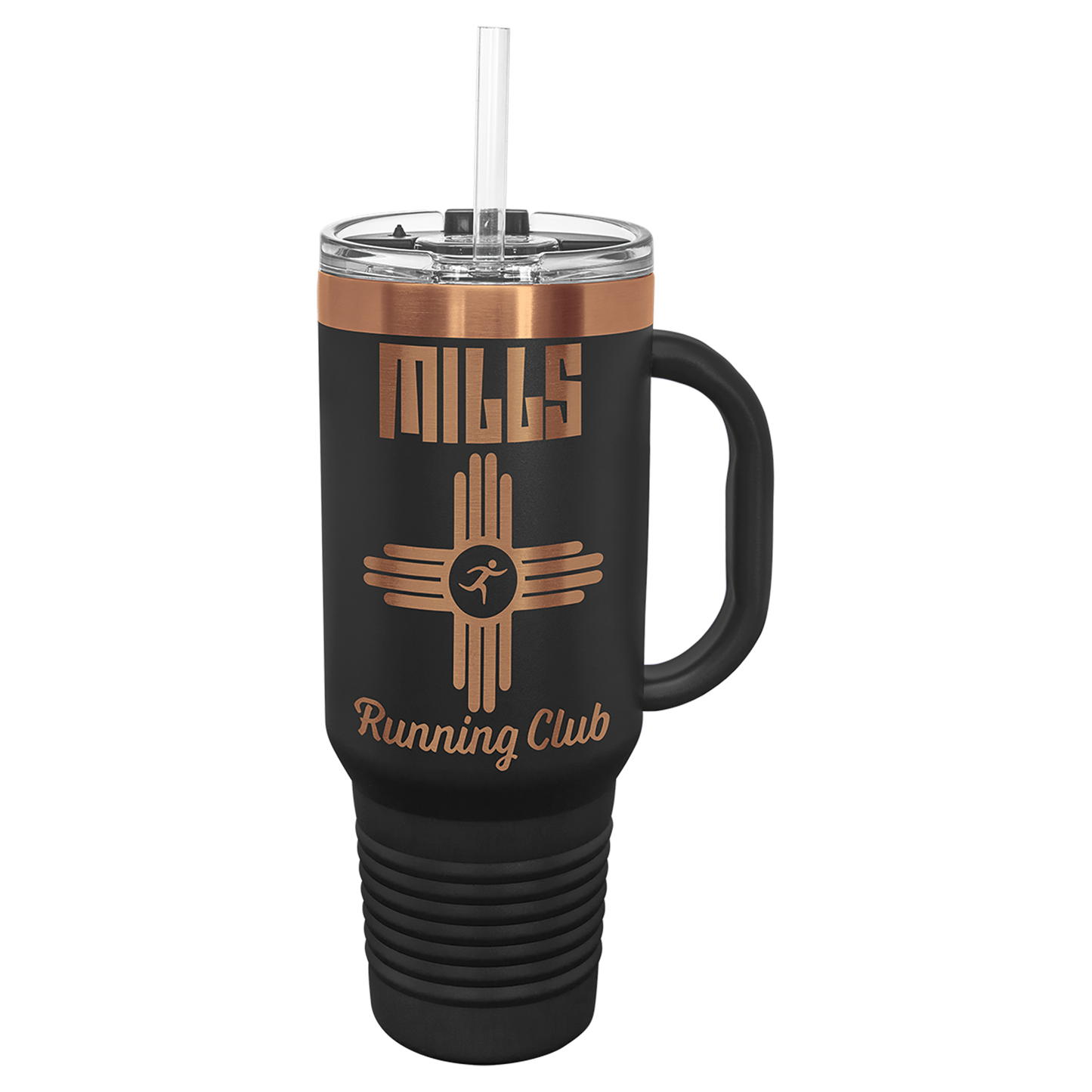 40 oz Rose Gold ION-Plated Travel Mug with Handle & Straw – Custom Engraved Stainless Steel Tumbler – Personalized Insulated Drinkware – Gift for Him or Her