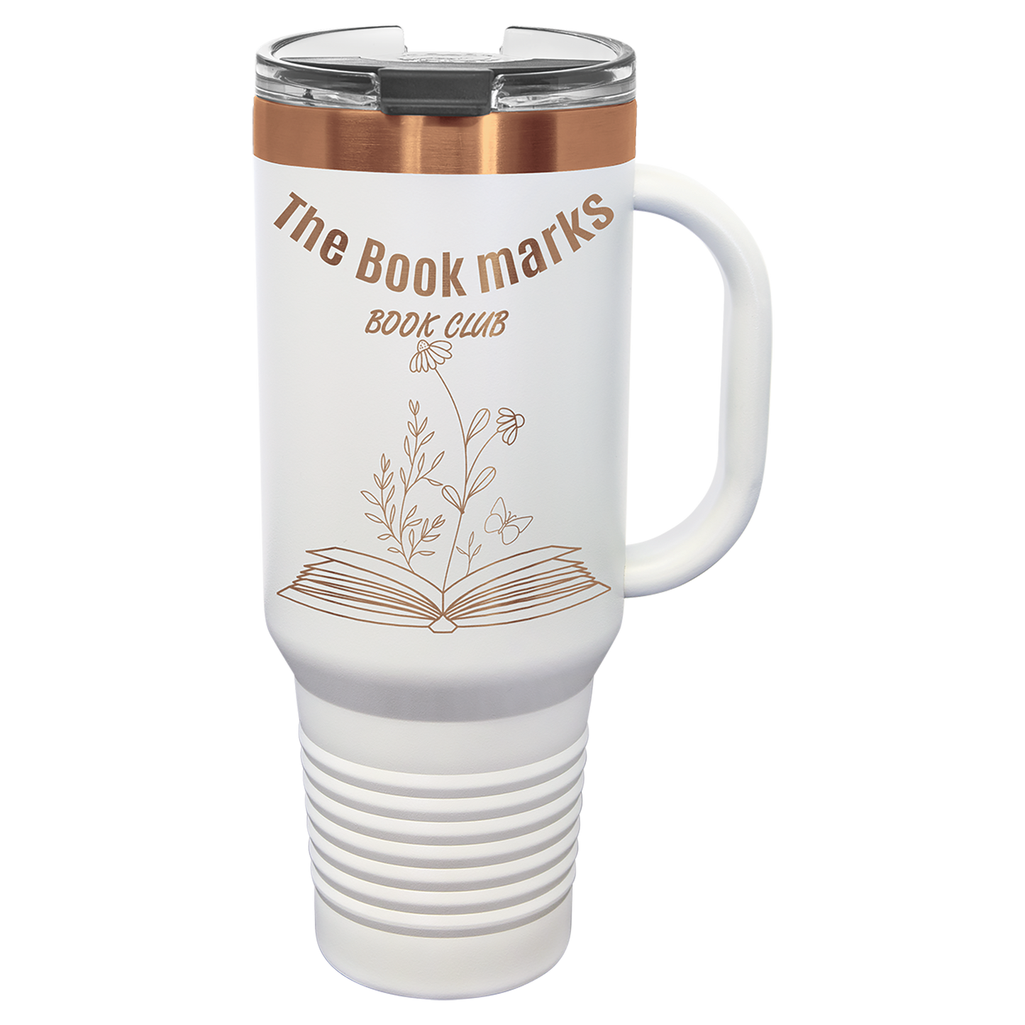 40 oz Rose Gold ION-Plated Travel Mug with Handle & Straw – Custom Engraved Stainless Steel Tumbler – Personalized Insulated Drinkware – Gift for Him or Her
