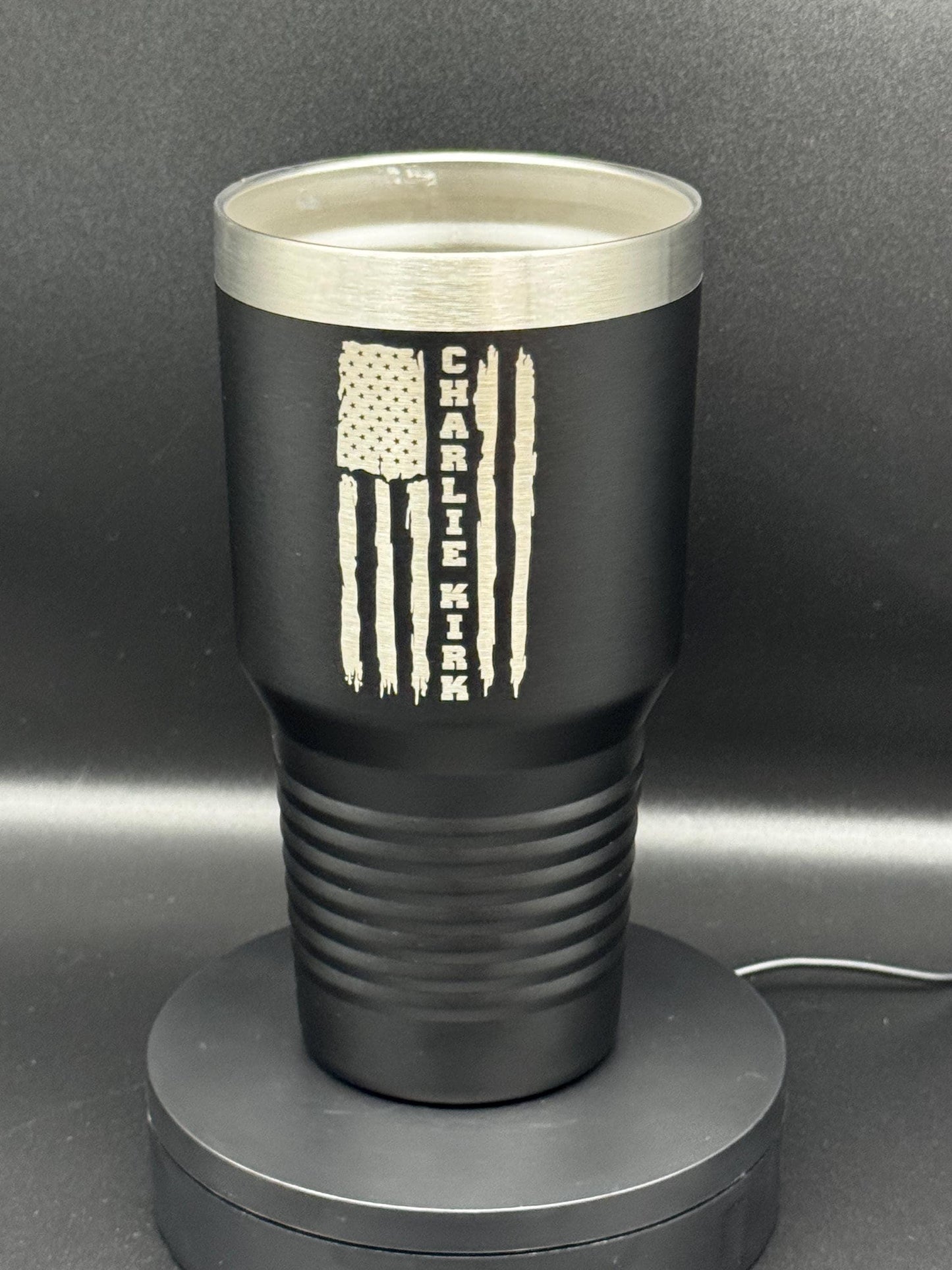 Charlie Kirk Quote Tumbler: Laser Engraved 30oz Stainless Steel Cup - Fynn’s Woodworking & Designs