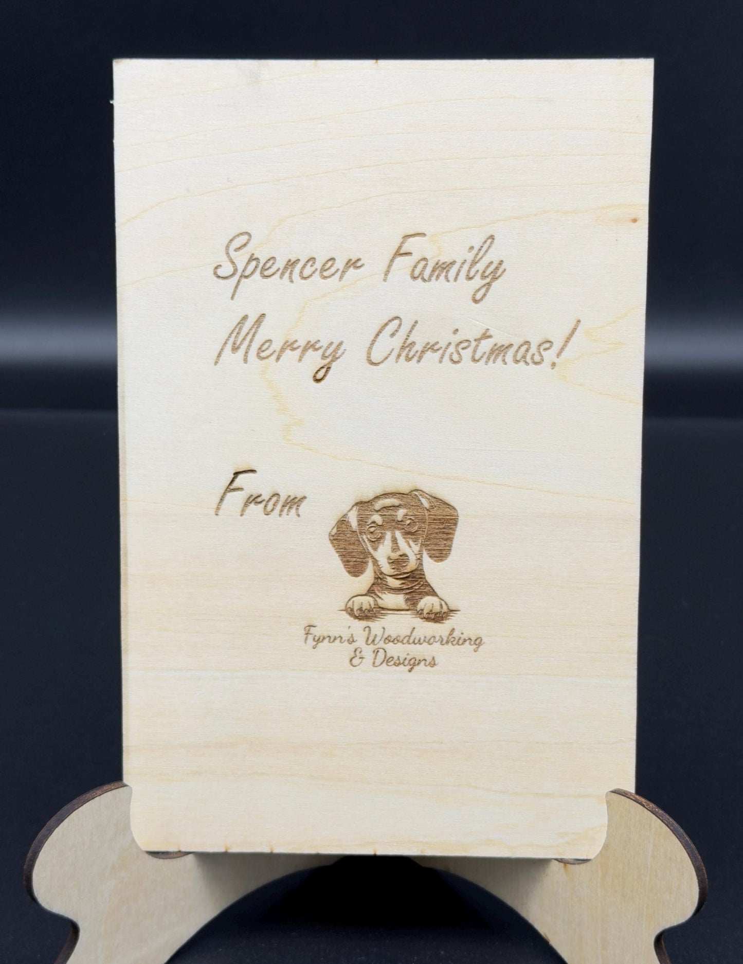 Custom Laser Cut Wooden Christmas Card Engraved Basswood & Walnut Keepsake | Personalized Holiday Card | Unique Rustic Greeting