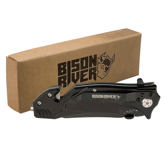 Bison River 4 1/2" Black Rescue Knife