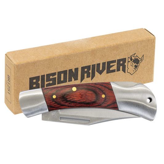 Bison River 3 1/2" Wood Folding Knife
