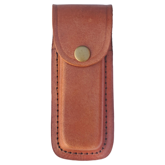 Bison River Leather Sheath with Snap Closure for Folding Knife up to 5" Long Closed