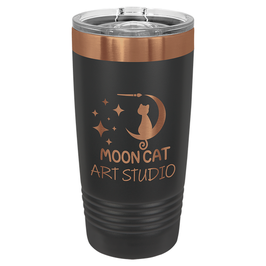 Polar Camel 20 oz Black & Rose Gold Ringneck Tumbler – Custom Engraved Stainless Steel Travel Mug – Personalized Insulated Drinkware – Gift for Him or Her