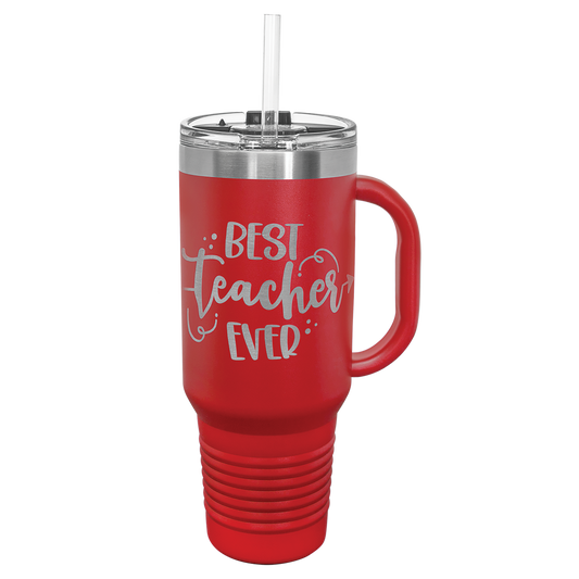 Vacuum Insulated Travel Mug - 40 oz. with Handle, Straw Included