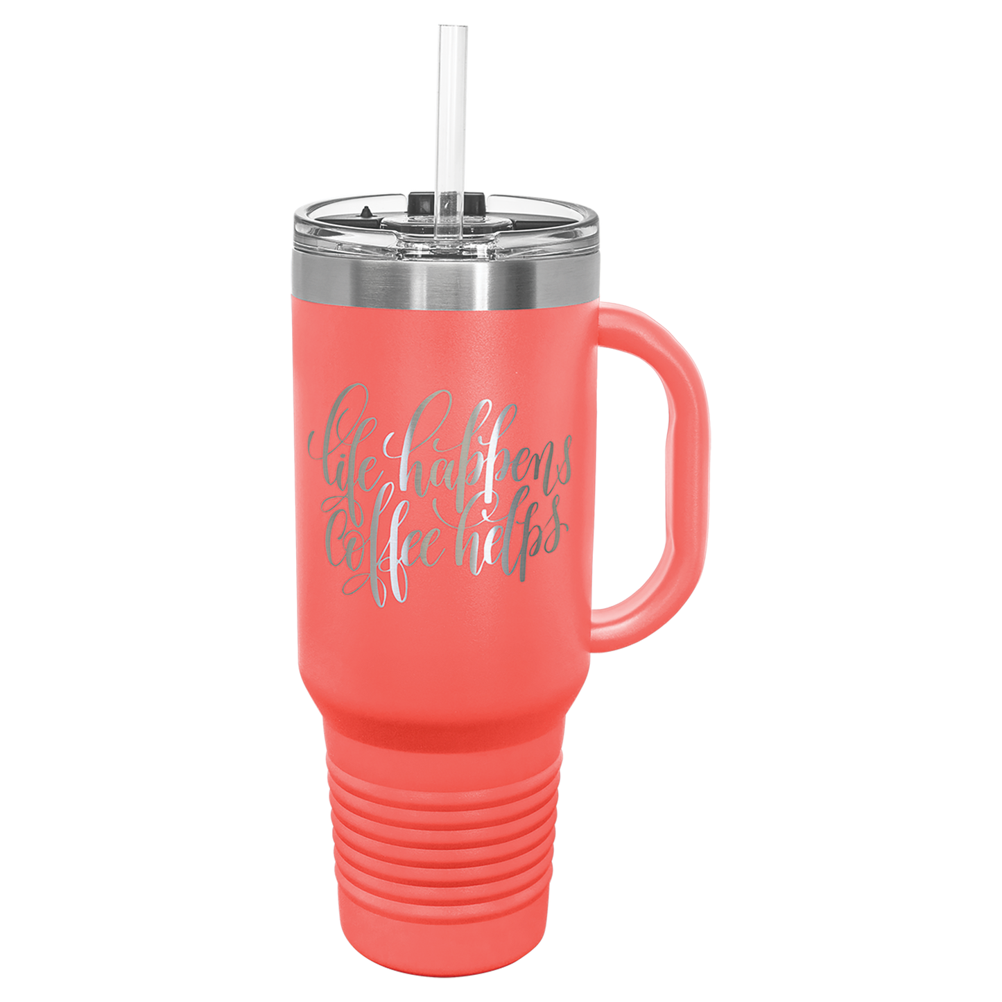 Vacuum Insulated Travel Mug - 40 oz. with Handle, Straw Included