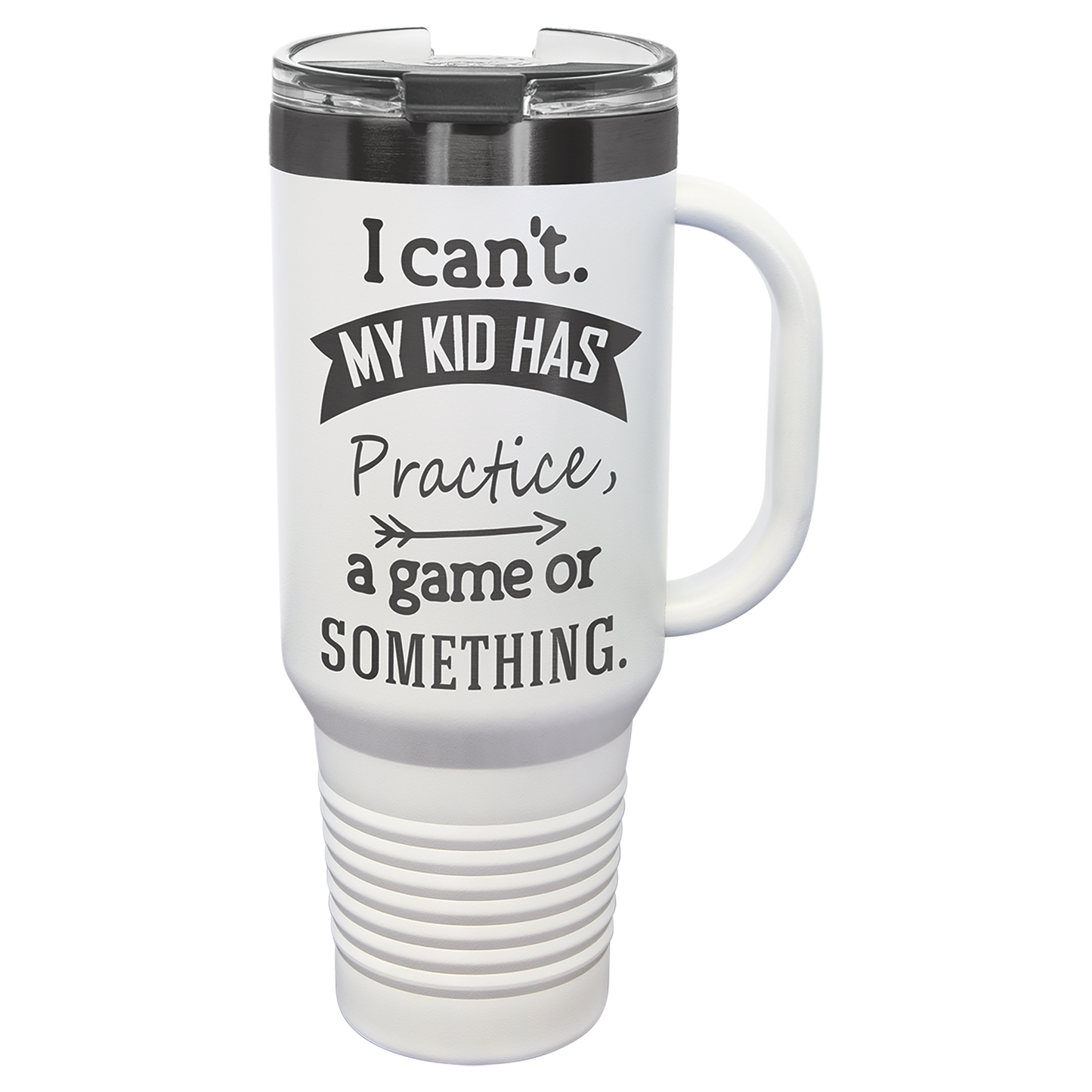 40 oz. Ghost Black ION-Plated Travel Mug with Handle, Straw Included