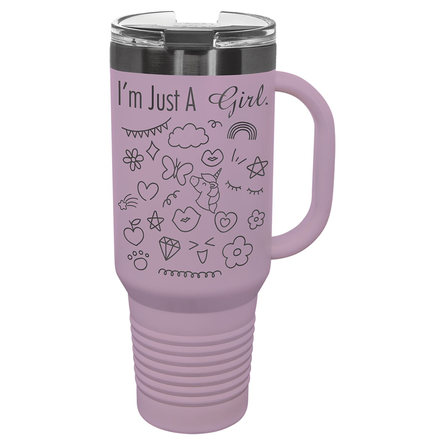 40 oz. Ghost Black ION-Plated Travel Mug with Handle, Straw Included