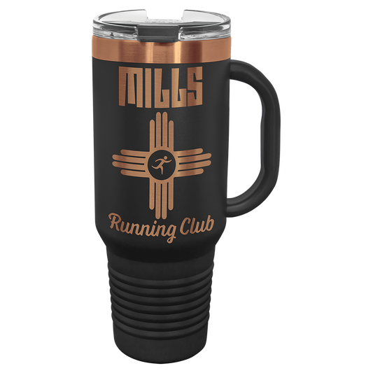 40 oz Rose Gold ION-Plated Travel Mug with Handle & Straw – Custom Engraved Stainless Steel Tumbler – Personalized Insulated Drinkware – Gift for Him or Her