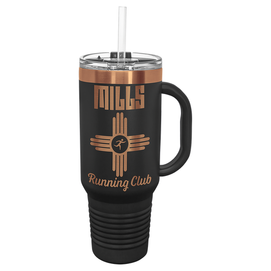 40 oz Rose Gold ION-Plated Travel Mug with Handle & Straw – Custom Engraved Stainless Steel Tumbler – Personalized Insulated Drinkware – Gift for Him or Her