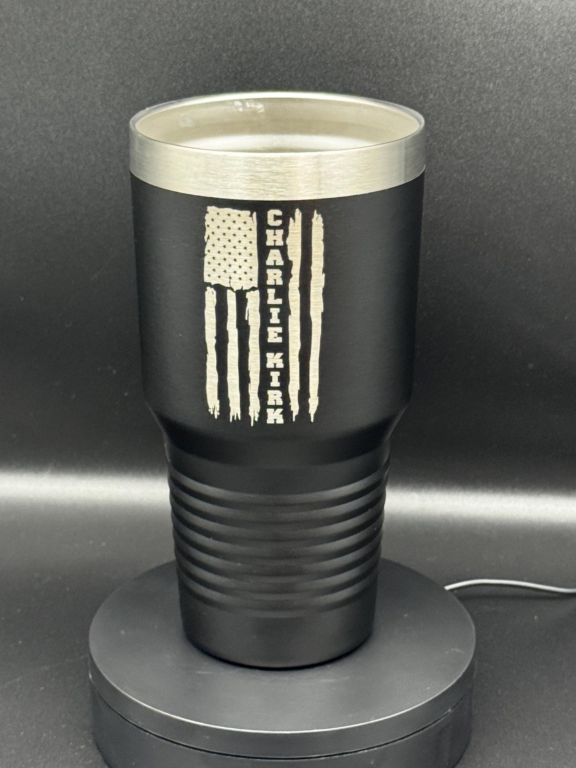 Charlie Kirk Quote Tumbler: Laser Engraved 30oz Stainless Steel Cup - Fynn’s Woodworking & Designs