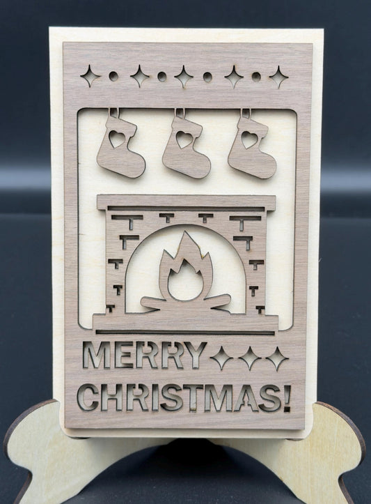 Custom Laser Cut Wooden Christmas Card  Engraved Basswood & Walnut Keepsake | Personalized Holiday Card | Unique Rustic Greeting